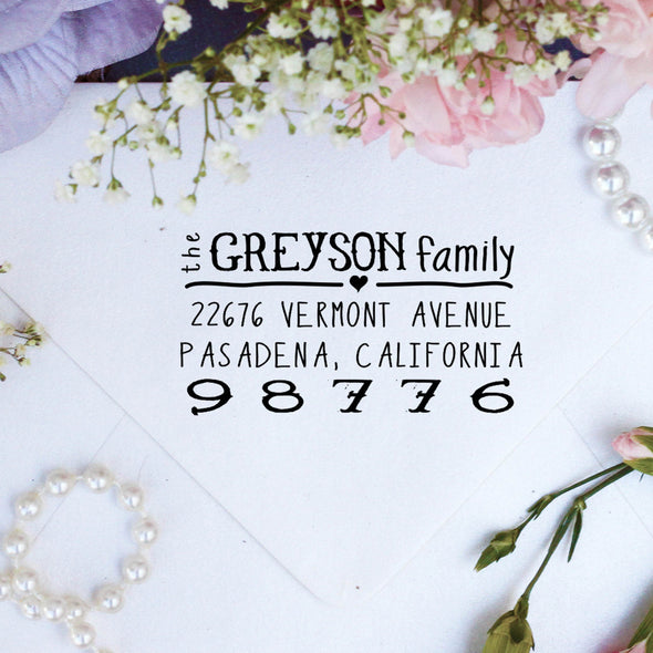 Return Address Stamp- "Greyson"