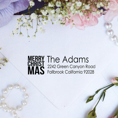 Return Address Stamp "Merry-Christ-Mas"