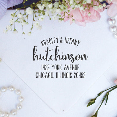 Return Address Stamp "Bradley & Tiffany Hutchinson"