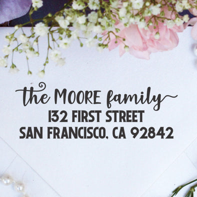 Return Address Stamp "The Moore Family"