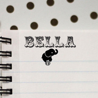 Personalized Kids Name Stamp - "Bella" Elephant