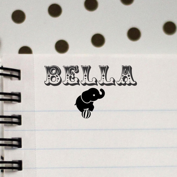 Personalized Kids Name Stamp - "Bella" Elephant