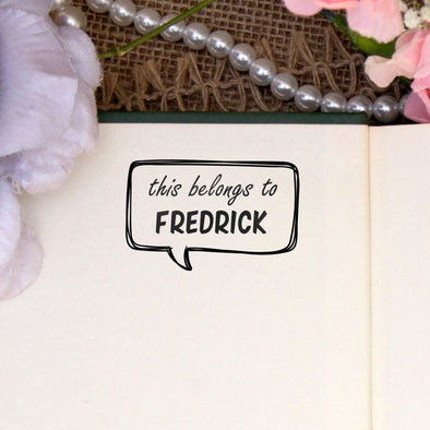 Personalized Book Belongs to Stamp - "Fredrick" Speech Bubble