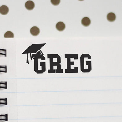 Personalized Kids Name Stamp - "Greg" Graduation Cap