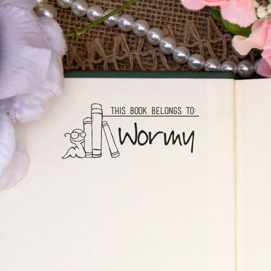 Personalized Book Belongs to Stamp - "Wormy"