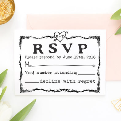 RSVP Card Stamp "Rustic Heart Initial"