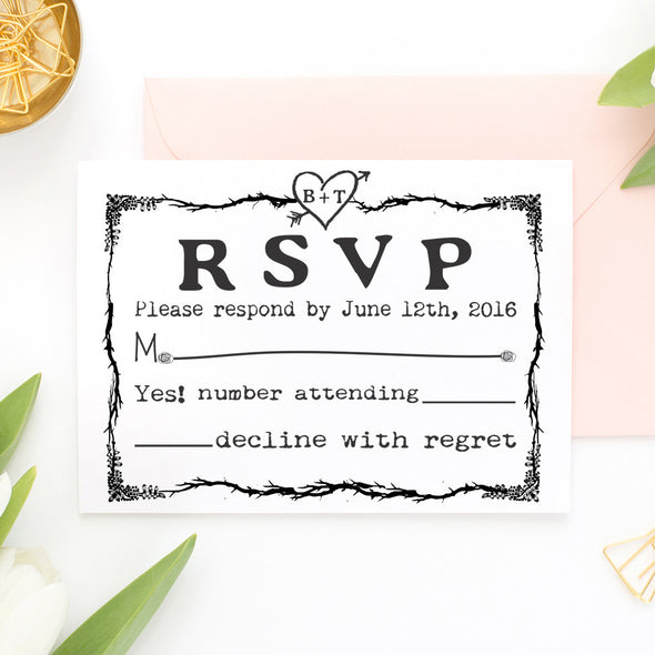 RSVP Card Stamp "Rustic Heart Initial"