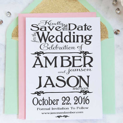 Save the Date Stamp "Amber & Jason"