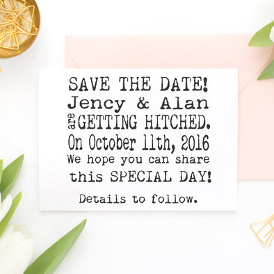 Save the Date Stamp "Jency & Alan"