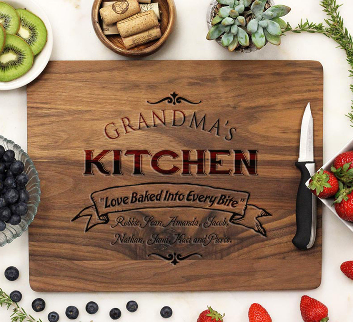 Grandma's Kitchen Custom Engraved Bamboo Cutting Board - Whitetail  Woodcrafters