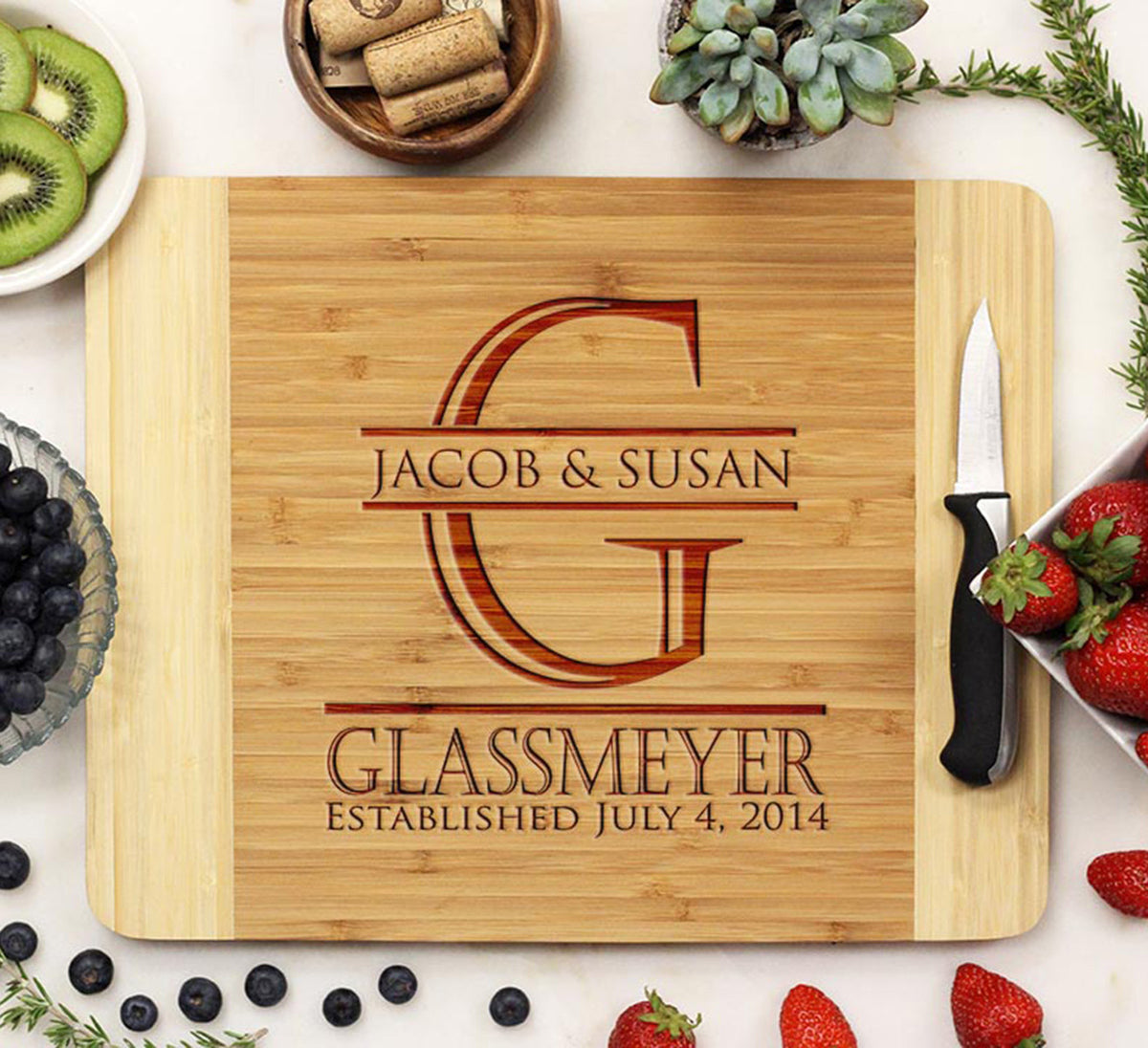 Cutting Board With Your Last Name In The Corner — Timeless Bridal  Accessories