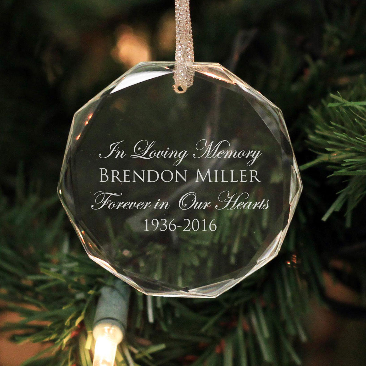 Personalized Engraved Crystal Ornament In Loving Memory Brendon Stamp Out