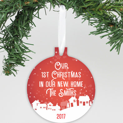 Personalized Aluminum Ornament - "Our First Christmas In Our New Home"