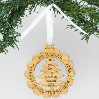 Personalized Engraved Wood Ornament - "Helping Me Grow"