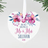 Our First Christmas as Mr & Mrs Heart Ornament, Custom Ornament, Personalized Christmas Ornament "Mr & Mrs Sullivan"