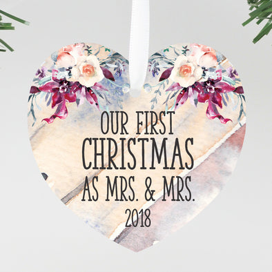 First Christmas as Mrs. and Mrs. Ornament, Lesbian Marriage Ornament