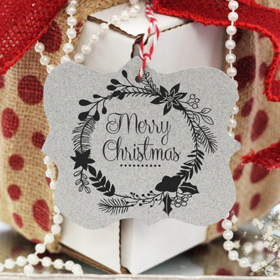 Gift Tag Stamp "Merry Christmas" Wreath