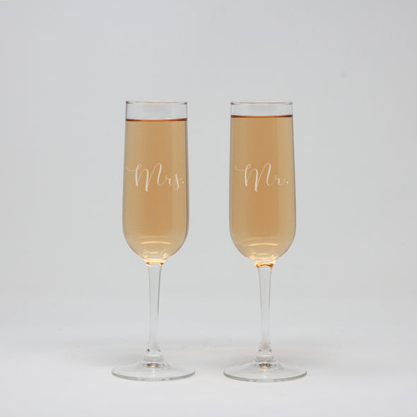 Mr & Mrs Flute Wine Glasses