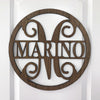 Split Monogram Walnut Sign, Custom Wall Sign, Personalized Monogram Sign "Marino"
