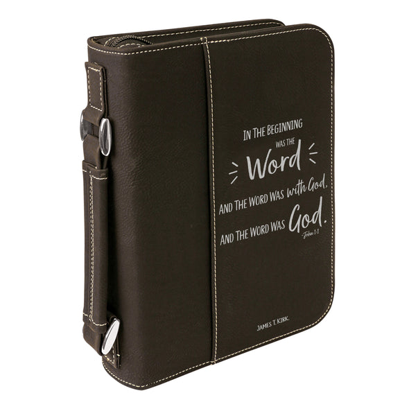 Personalized Bible Case, John 1:1, In the Beginning, Bible Cover,  Zip Cover, Custom Bible Cover,  Customized Bible Cover, Engraved Bible Cover, Bible Case, Inspirational Bible Cover, Scripture Bible Case