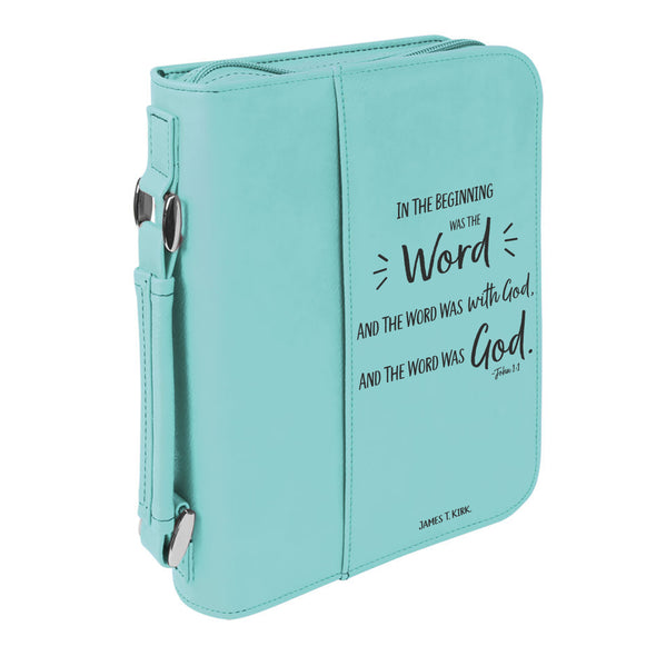 Personalized Bible Case, John 1:1, In the Beginning, Bible Cover,  Zip Cover, Custom Bible Cover,  Customized Bible Cover, Engraved Bible Cover, Bible Case, Inspirational Bible Cover, Scripture Bible Case