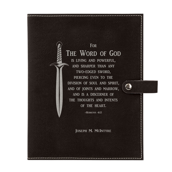 Personalized Bible Cover, Hebrews 4:12, Two-edged Sword, Word of God, Snap Cover, Custom Bible Cover, Customized Bible Cover, Engraved Bible Cover, Inspirational Bible Cover, Scripture Bible Cover