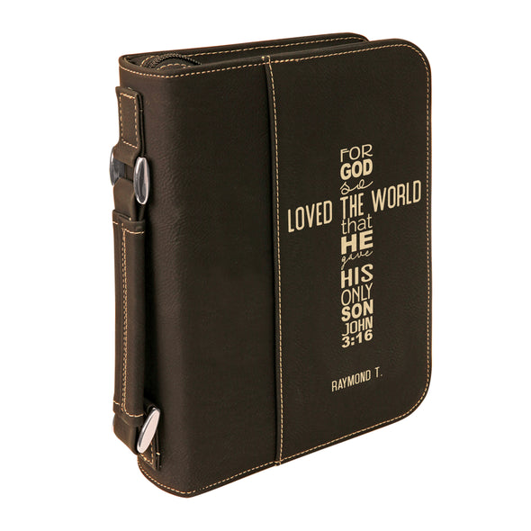 Personalized Bible Case, John 3:16 Cross, For God So Loved the World, Zip Cover, Custom Bible Cover, Customized Bible Cover, Engraved Bible Cover, Bible Case, Inspirational Bible Cover, Scripture Bible Case