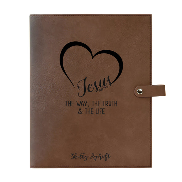 Personalized Bible Cover, Jesus, John 14:6, The Way, The Truth, The Life, Snap Cover, Custom Bible Cover, Customized Bible Cover, Engraved Bible Cover, Inspirational Bible Cover