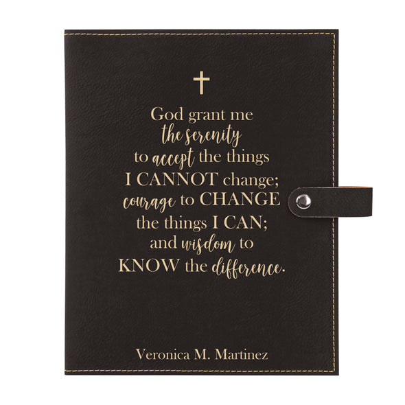 Personalized Bible Cover, Serenity Prayer, Snap Cover, Custom Bible Cover, Customized Bible Cover, Engraved Bible Cover, Inspirational Bible Cover