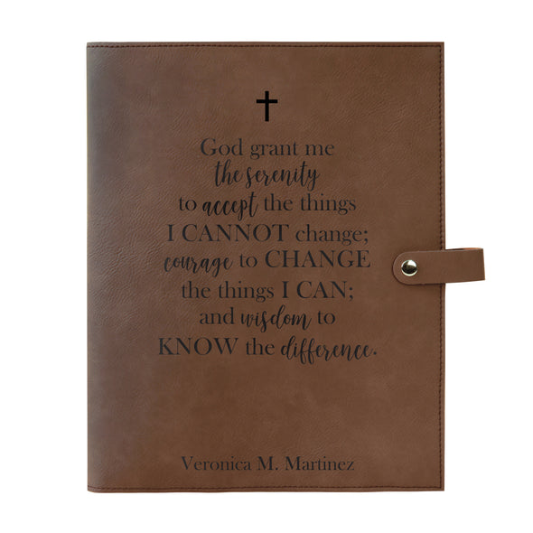 Personalized Bible Cover, Serenity Prayer, Snap Cover, Custom Bible Cover, Customized Bible Cover, Engraved Bible Cover, Inspirational Bible Cover