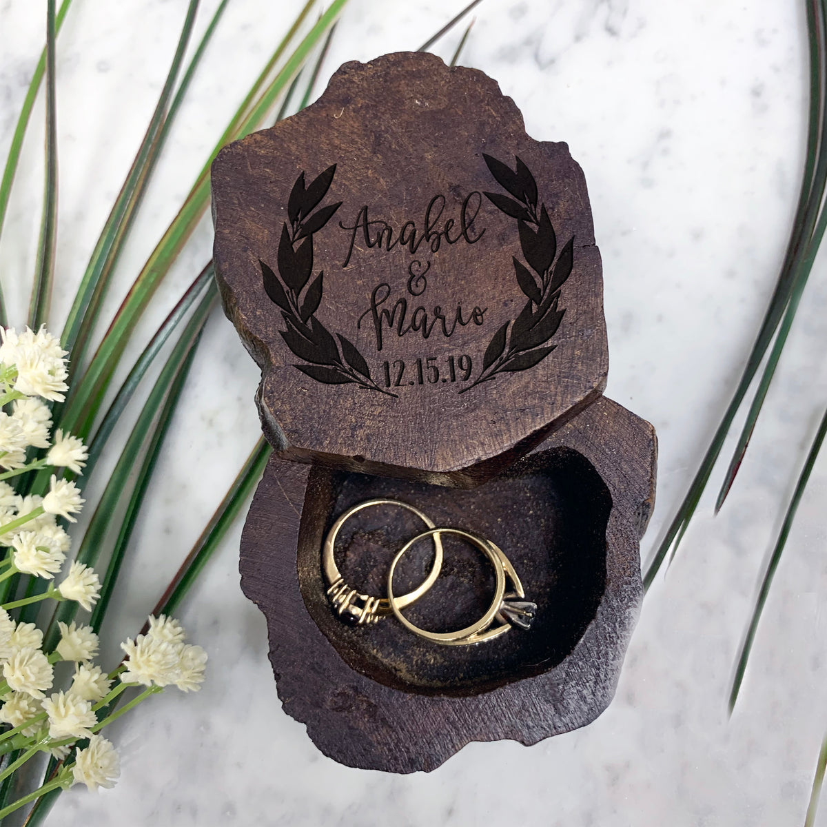 Jewelry Box Rings Rustic, Personalized Ring Box Wooden