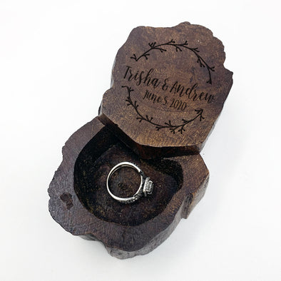 Custom Engraved Ring Box, Wood Ring Box, Engagement Ring Box