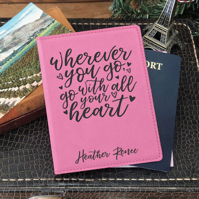 Custom Passport Holder, Engraved Passport Cover "Heather Renee"