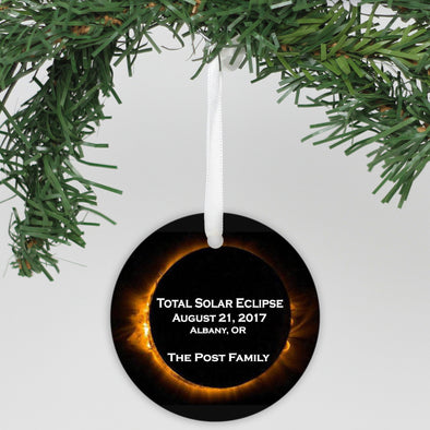 Personalized Aluminum Ornament - "Total Solar Eclipse"