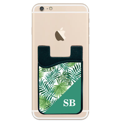 Phone Wallet - Green Leafs With Initials
