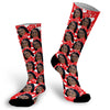 Red Face Socks with white hearts, Valentines Day Socks, Fun Red Heart Socks, Custom Face Socks, Photo Socks