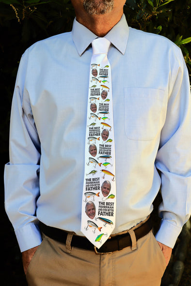Photo Tie, Father's Day Tie, Dad Tie, Custom Tie, Personalized Tie "Best Fisherman"