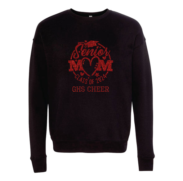 Senior MOM Red Glitter Sweatshirt - Cheer