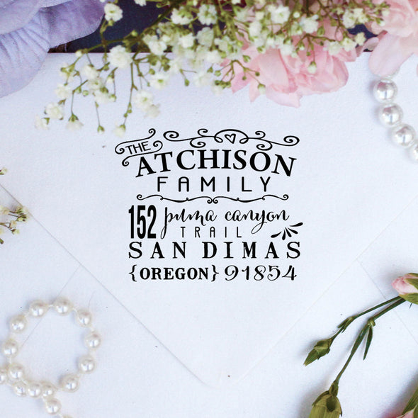 Return Address Stamp "Atchison Family"