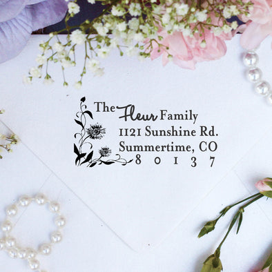 Return Address Stamp "Fleur Family"
