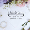 Return Address Stamp- "Eddie & Katie"