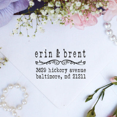 Return Address Stamp "Erin & Brent"