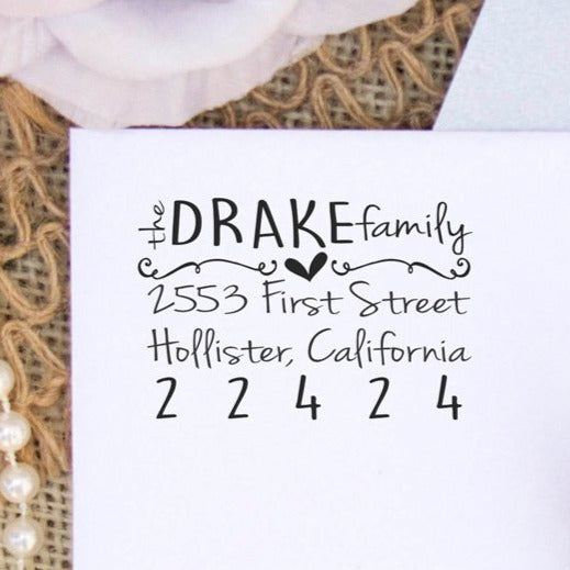 Return Address Stamp- "Drake Family"