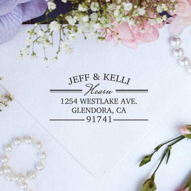 Return Address Stamp "Jeff & Kelli Hearn"
