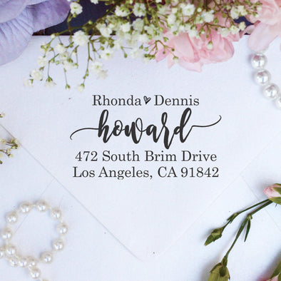 Return Address Stamp "Rhonda & Dennis Howard"