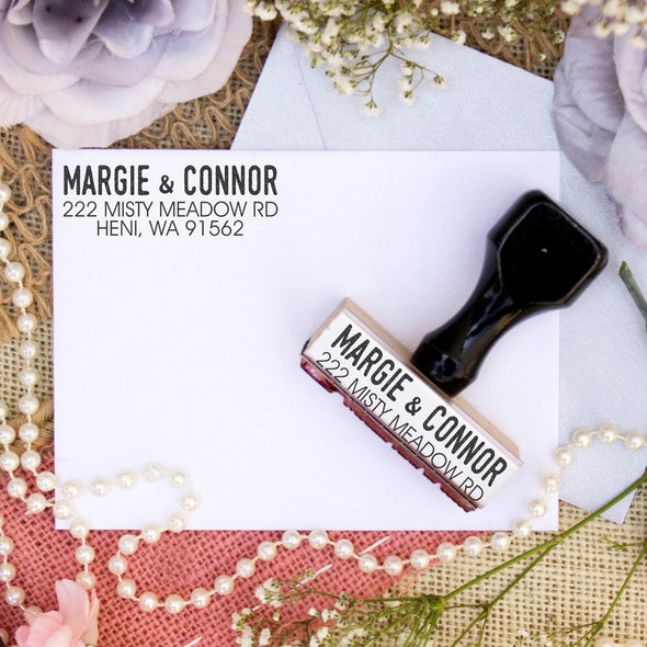 Return Address Stamp "Margie & Connor"