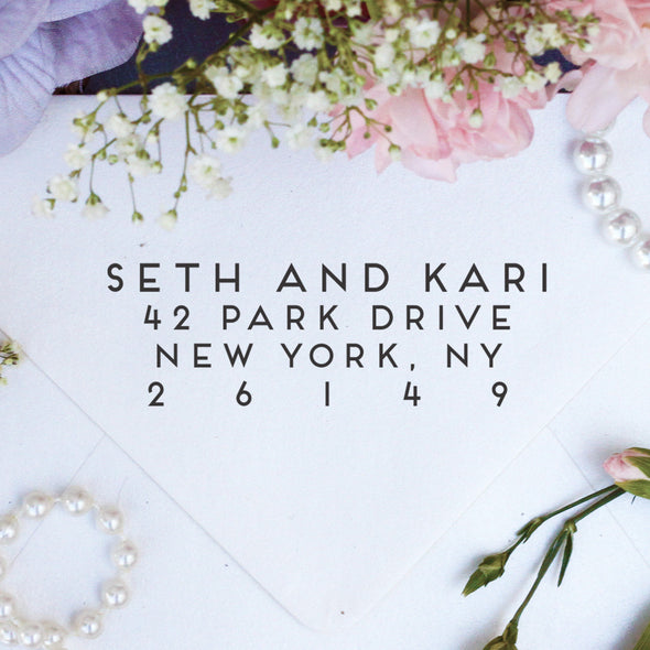 Return Address Stamp "Seth & Kari"