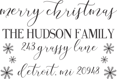 Merry Christmas Return Address Stamp "The Hudson Family"