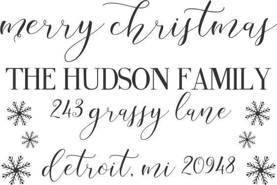 Merry Christmas Return Address Stamp "The Hudson Family"