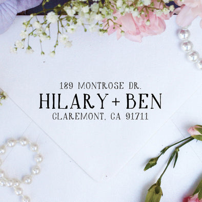 Return Address Stamp "Hilary & Ben"